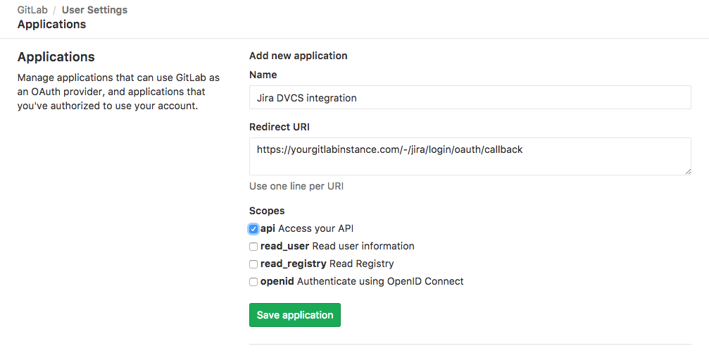 GitLab Application setup